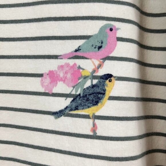 Joules Harbour Striped Bird Print Top Whimsy Nature Boho Grandma Cottage Core 10 - Picture 5 of 9